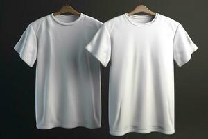 white t shirts with copy space on gray background, generate ai photo