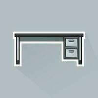 Illustration Vector of Gray Office Desk in Flat Design