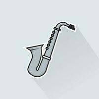 Illustration Vector of Silver Saxophone in Flat Design