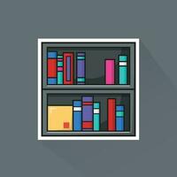 Illustration Vector of Gray Bookshelf in Flat Design