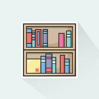 Illustration Vector of Light Brown Bookshelf in Flat Design