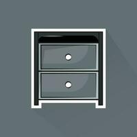 Illustration Vector of Gray Night Table in Flat Design