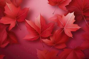 Canada day design of red maple leaves background with copy space, generate ai photo