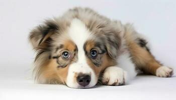 border collie in front of white background, generate ai photo