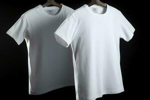 white t shirts with copy space on gray background, generate ai photo