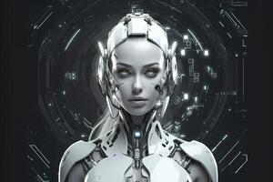 Robot woman Created with technology. photo