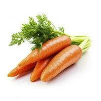 Carrot vegetable with leaves isolated on white background, cutout, generate ai photo
