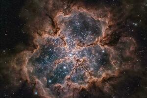 Photographing the Tarantula Nebula, a massive star-forming region located in the Large Magellanic Cloud, a satellite galaxy of the Milky Way, generate ai photo