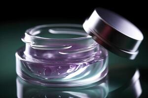 Cosmetic cream in a jar, colorful gel, cosmetic, skincare concept. image photo