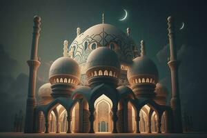 3d illustration of a mosque, generate ai photo