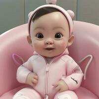 cute baby doll, 3d render, generate ai photo