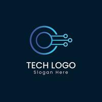 Tech data logo design vector template