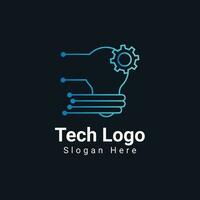 Tech logo with bulb design vector template