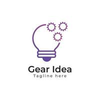 Gear idea logo design vector template with setting icon.