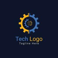 Gear Tech logo design vector template with setting icon.