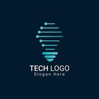 Tech logo with idea concept design vector template