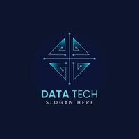 PrintData tech logo design with line shape. vector