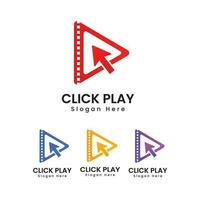 Modern triangle click play logo design vector template