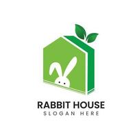 Rabbit house vector logo design illustration.