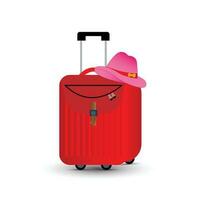 Travel bag and straw hat vector illustration