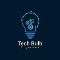 Tech bulb logo design with gear icon vector