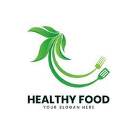 Healthy food logo template design vector illustration