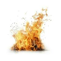 Fire flames with isolated on white background, generate ai photo