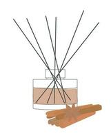 hogar aromaterapia vector plano aislado ilustración. difusor con palos canela fragancia