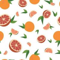 Seamless Vector grapefruit pattern. Summer flat background. Tropical fruit isolated on white background. Design art for picnic blanket, swimsuit. Template for textile, wrapping paper, postcard, banner