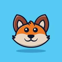 Cute Fox Head Vector Illustration Isolated