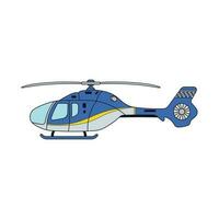 kids drawing Vector illustration helicopter, simple colored flat cartoon isolated