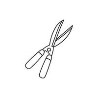 Hand drawn Kids drawing Cartoon Vector illustration cute garden shears, garden secateurs icon Isolated on White Background
