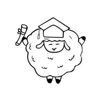 Hand drawn vector illustration smart sheep, i got a schoolarsheep