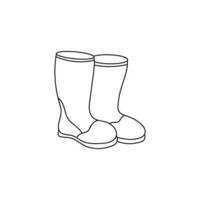 Hand drawn Kids drawing Cartoon Vector illustration childrens rubber boots icon Isolated on White Background