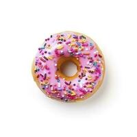 Chocolate Donut with Sprinkles on White, generate ai photo