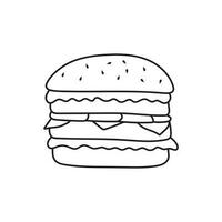 mano dibujado niños dibujo dibujos animados vector ilustración hamburguesa icono aislado en blanco antecedentes