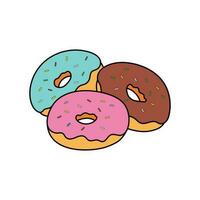 Kids drawing Cartoon Vector illustration doughnuts icon Isolated on White Background