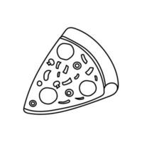 Hand drawn Kids drawing Cartoon Vector illustration pizza icon Isolated on White Background