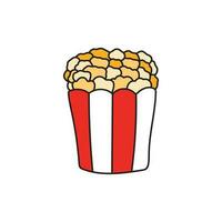 Kids drawing Cartoon Vector illustration popcorn icon Isolated on White Background