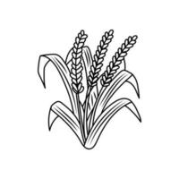 Hand drawn Kids drawing Cartoon Vector illustration cute wheat plant icon Isolated on White Background