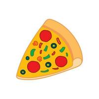 Hand drawn Kids drawing Cartoon Vector illustration pizza icon Isolated on White Background