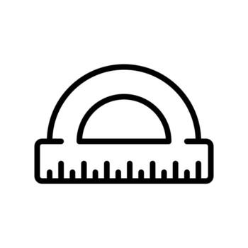 Protractor, semicircle ruler, half circle ruler icon in line style design isolated on white background. Editable stroke. vector