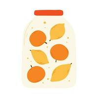 A jar of homemade orange jam. citrus jam. Jar of jam isolated on white background. Vector illustration in a flat style.