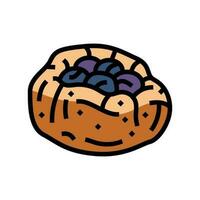 blueberry bun food meal color icon vector illustration