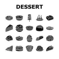 dessert sweet food cake candy icons set vector