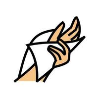 hand wiping with paper towel color icon vector illustration