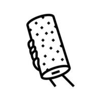 hand holding paper towel roll line icon vector illustration