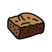 brownie square sweet food color icon vector illustration