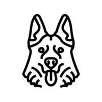 alemán pastor perro perrito mascota línea icono vector ilustración