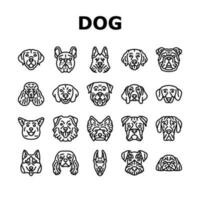 dog puppy pet animal cute icons set vector